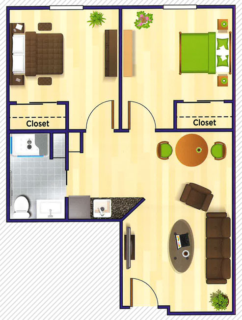 Absaroka Senior Living 2 bedroom apartment floor plan